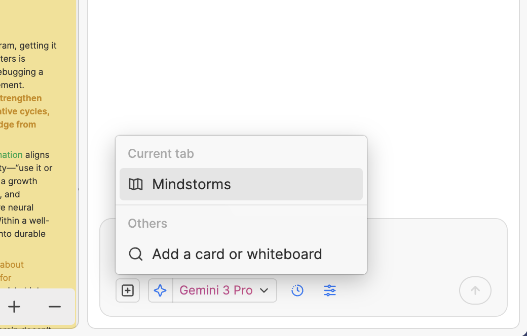 Add button menu showing options to add context