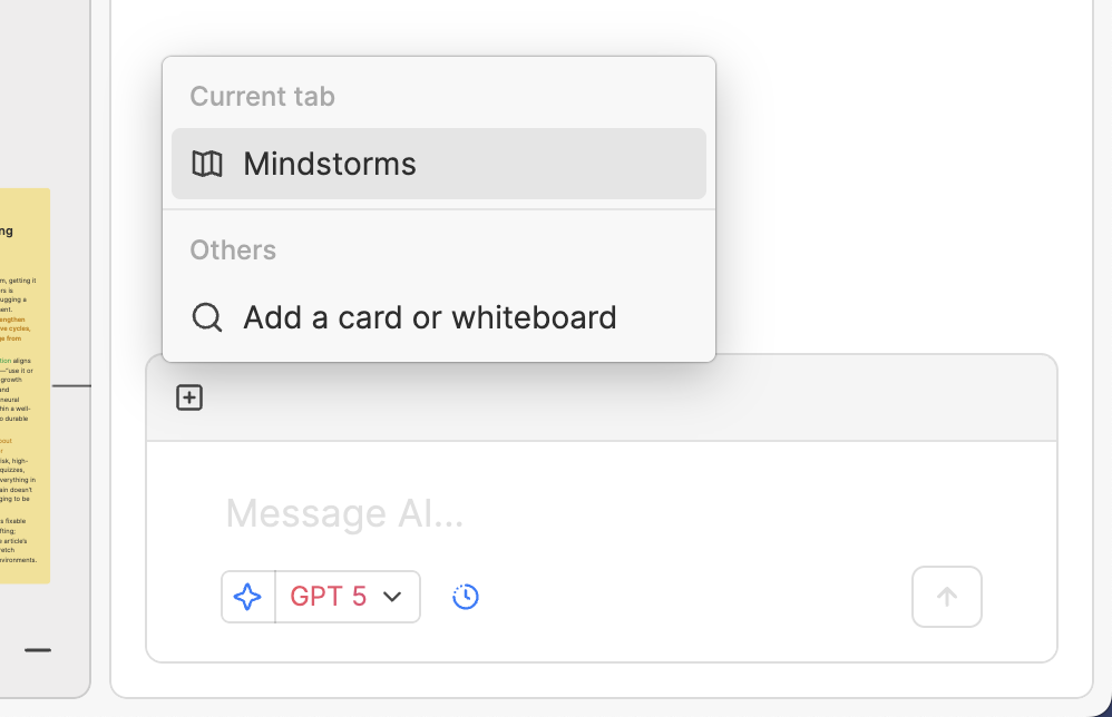 Add button menu showing options to add context