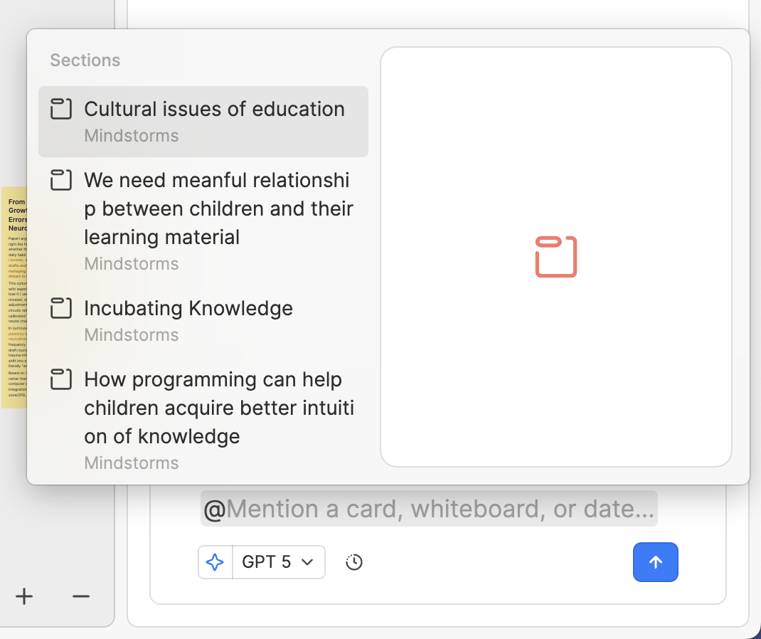 @ mention showing sections list