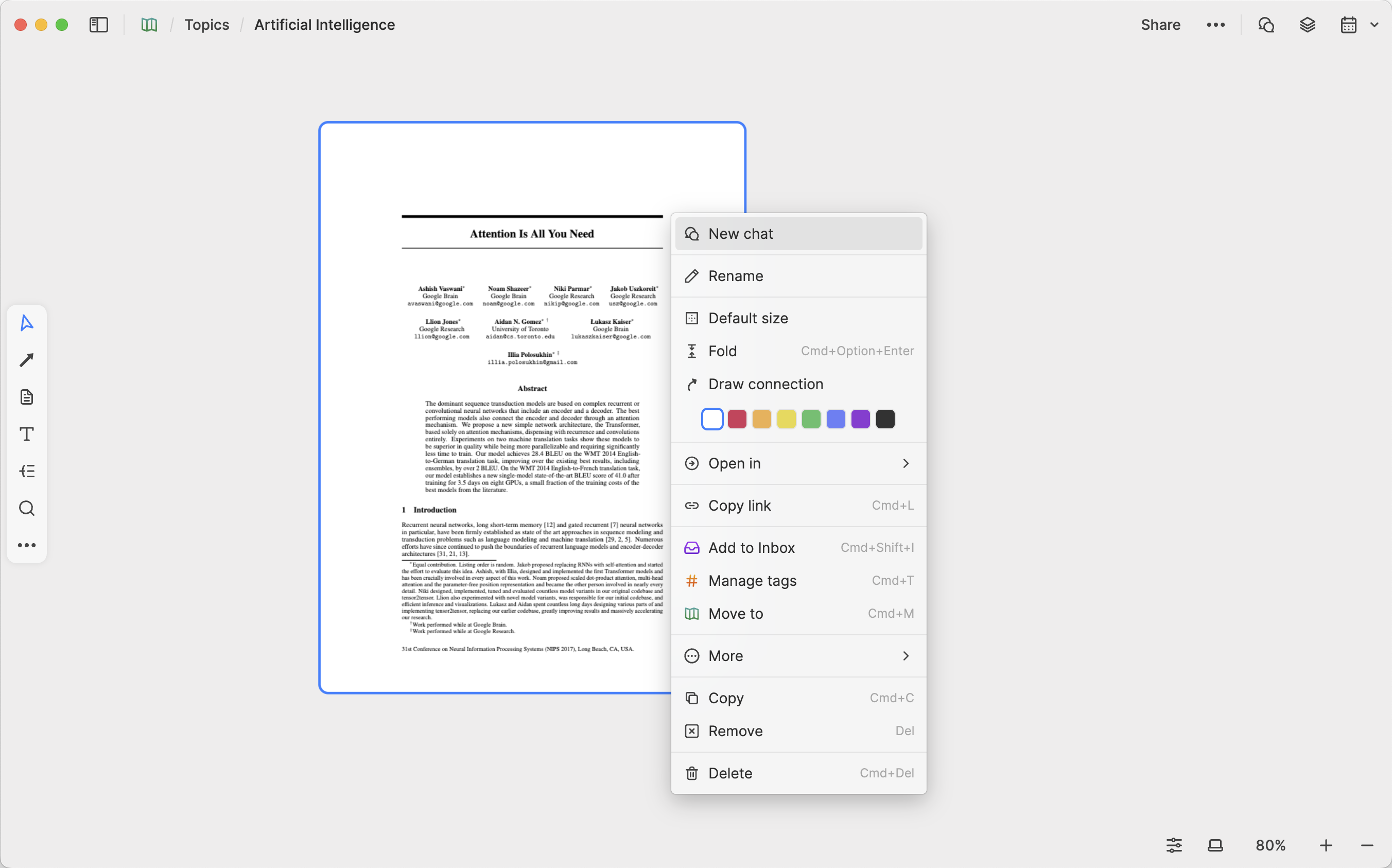 PDF right-click menu with New Chat option